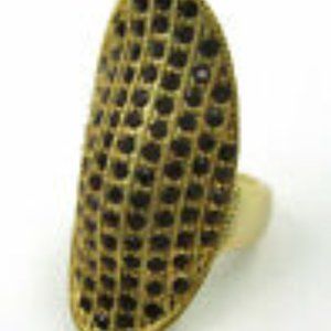 Unique Gold Sz 8 Statement Ring Red Gemstones